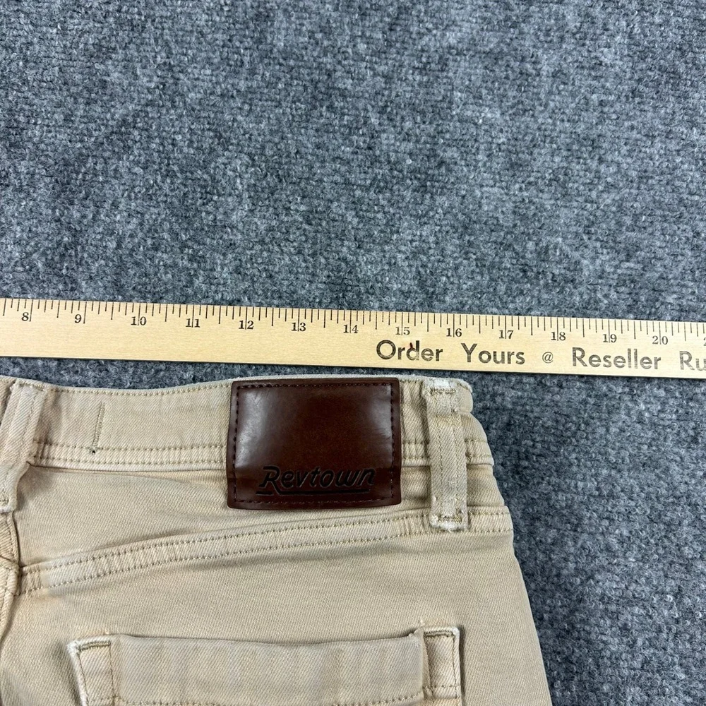 Revtown Sharp Jeans Mens 33x34 Tan Khaki Decade Denim Slim Straight Pants Casual